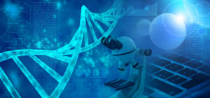 genetic research abstract blue background 3d illustration